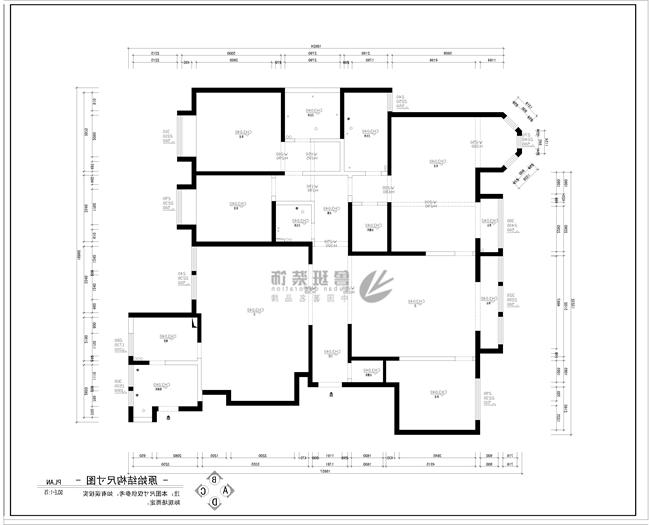 万达西安one,新中式风格,原始户型图